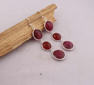 Natural <b>Red</b> Onyx Gemstone <b>Earrings</b> 925 Sterling Silver Handmade Jewelry Wholesale Manufacturer Vintage <b>Drop</b> Dangle <b>Earrings</b> - Product Image 1