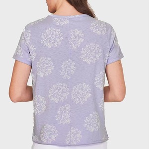 Camiseta de Mujer con Cuello Redondo, Manga Corta, Estampado Floral, 100% Algodón, Tejido Transpirable, Corte Holgado Informal, Primavera Verano - Product Image 4