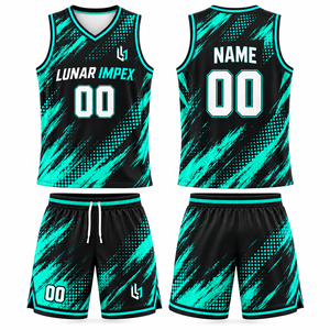Ensembles d'uniformes de basketball unisexes pour adultes, maillots et shorts personnalisés pour équipes, 100 % polyester, séchage rapide, respirant, écologique, col ras du cou/en V - Product Image 1