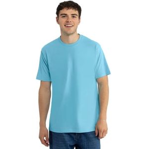 T-shirt décontracté bleu ciel pour homme, col rond, manches courtes, en coton doux, coupe ample, léger et respirant, idéal pour l'été et le streetwear - Product Image 1