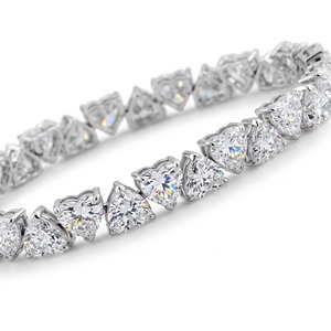 S925 <b>Silver</b> <b>Heart</b> Cut Moissanite Diamond Tennis <b>Bracelet</b> For Women Claw Setting <b>Sterling</b> <b>Silver</b> Bangle <b>Bracelet</b> - Product Image 2