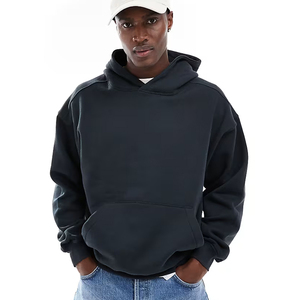 Sudadera con Capucha para Hombre, Estilo Informal, Corte Regular, Color Sólido, Estilo Urbano, Oversize, Forro Polar, Hip-hop, 100% Algodón, con Bolsillo - Product Image 1