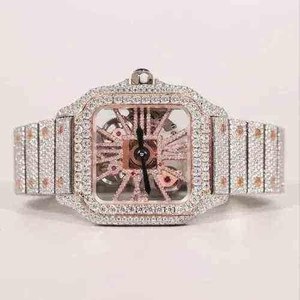 Montre pour homme en moissanite de qualité supérieure, entièrement sertie de diamants, avec bracelet en acier inoxydable et design hip-hop de luxe - Product Image 5
