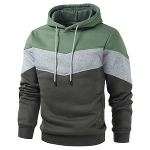 Sweat-shirt à capuche pour homme, coupe classique, tricoté, décontracté, pour l'automne, avec poche, vert, gris, noir - Product Image 1