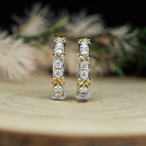 Wholesale Rhodium 925 Sterling <b>Silver</b> Two-Tone Cross Moissanite Earrings VVS1 D Color Lab Diamond <b>Studs</b> for Women Party Gift - Product Image 1