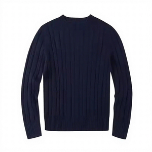 Pull en coton mélangé pour homme avec col roulé, logo brodé, motif torsadé, anti-rétrécissement, idéal pour l'automne - Product Image 4
