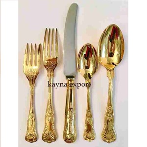 Handmade Modern Stainless Steel Gold Plated Serving Spoon Cutlery Home And Hotel Restaurant <b>Dinner</b> Use Cutlery <b>Knife</b> Spoon Sets - Product Image 2
