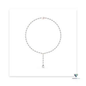 Rose Radiance 22.98 CT Pear Shape Lab Grown Diamond Drop <b>Necklace</b> in 14K Rose Gold | Luxury Bridal <b>Statement</b> Jewelry - Product Image 3
