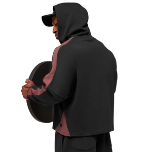 Sudadera con capucha negra para hombre con cremallera, paneles de contraste en las mangas, forro polar premium, estilo deportivo informal y urbano. - Product Image 3