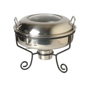 Recipiente comercial de acero inoxidable para calentar alimentos con tapa de vidrio, ideal para restaurantes, hoteles y estaciones de buffet. - Product Image 3