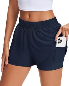 Women's High Waisted Quick Dry Running Shorts <b>Athletic</b> Workout Shorts with Mesh Liner and Zipper Pockets - Product Image 3