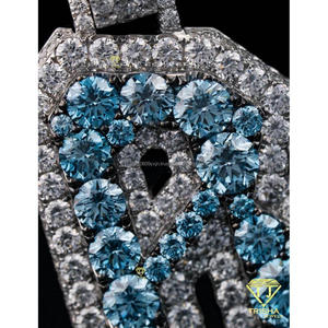 Colgante de Lujo con Letra R Engastada en Diamantes VVS Moissanite, Collar con Inicial Estilo Hip Hop, Colgante Personalizado con Letra R - Product Image 3