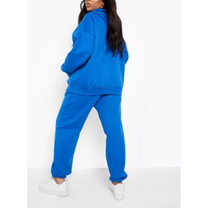Custom logo oversized fleece hoodie and <b>joggers</b> two piece set winter <b>women</b> casual plain drop shoulder heavyweight tracksuit - Product Image 2