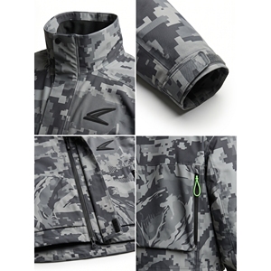 Blouson d'hiver épais imperméable en softshell camouflage personnalisé, coupe bomber courte et carrée, avec fermeture éclair, motif uni, style streetwear, pour la chasse, OEM - Product Image 4