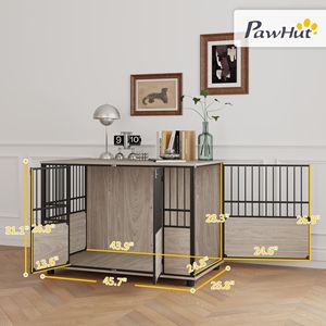 Cuccia per Cani Decorativa da Interno 46''L, Gabbia Rettangolare con Doppia Porta per Cani di Piccola e Grande Taglia, Capacità 88 lb, Misura XL - Product Image 3