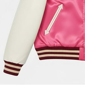 Veste universitaire en satin pour homme, nouvelle arrivée, vente en gros, broderie chenille personnalisée, manches en cuir, veste universitaire de baseball pour l'hiver - Product Image 3