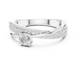 Anillo de Compromiso de Diamante Cultivado en Laboratorio con Corte Cruzado de Lujo, Chapado en Rodio sobre Oro Blanco de 18K, 1 Quilate - Product Image 1
