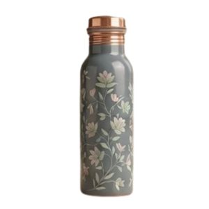 Wholesale Eco-Friendly Printed Copper <b>Water</b> <b>Bottle</b> with Leakproof Cap Elegant Floral Design Ayurveda Fitness <b>Gym</b> Flask - Product Image 1