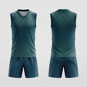 Conjunto de Uniforme de Voleibol Sublimado Profesional Bolster Industry - Jersey sin Mangas y Pantalones Cortos Personalizados que Absorben la Humedad - Product Image 1