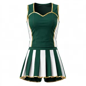 Ensemble d'uniformes de pom-pom girl personnalisés pour filles, jupe plissée sans manches, vêtements de sport respirants en polyester - Product Image 1