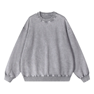 Sweat-shirt à col rond vintage surdimensionné en molleton 100% coton délavé à l'acide pour hommes et femmes, streetwear, impression de logo personnalisé, OEM ODM - Product Image 3