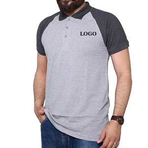 Polo en tricot à manches courtes pour homme, gris et gris foncé, à blocs de couleur, décontracté, coupe classique - Product Image 1
