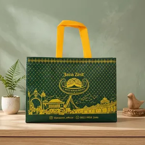 Sac fourre-tout réutilisable en non-tissé laminé imprimé sur mesure, avec cordon de serrage, écologique, imperméable, en spunbond, pour le shopping et la promotion - Product Image 1