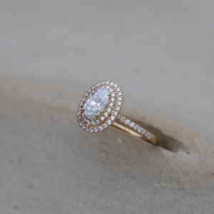 2.20CT Oval Cut Lab-Grown Diamond Ring Handmade 14K Solid Yellow Gold Wedding Ring Half Eternity Paves Band Anniversary Gifts - Product Image 1