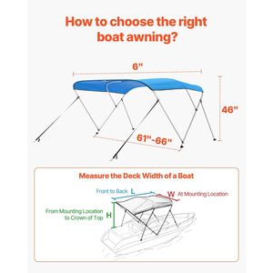 Tendalino Bimini per Barche a 3 Archi in Poliestere 600D con Telaio in Lega di Alluminio, Impermeabile, Parasole, Tettuccio per Barche con Vano Portaoggetti - Product Image 5