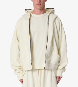 Sudadera con capucha extragrande para hombre, con cremallera, de felpa francesa, con bolsillo canguro, informal, para otoño, personalizada, ODM OEM - Product Image 1