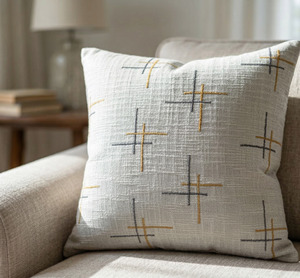 Modern Minimalist Bohemian Embroidered Cotton Square <b>Cushion</b> <b>Cover</b> with Anti-Dust Mite Feature for Home Use - Product Image 1