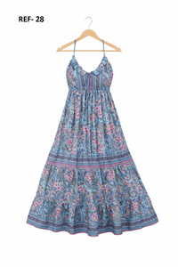 Robe longue en polyester à imprimé cachemire pour femme, col bénitier, fabriquée par [Nom du fabricant] - Product Image 2