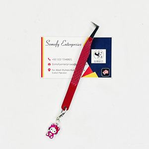 Pince à cils professionnelle Somofy Enterprises en acier inoxydable avec logo personnalisé, pince à cils à 90 degrés, breloque chat, durable - Product Image 1