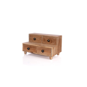 4 Spacious Wood Drawers Step Chest Small Size Storage Boxes & <b>Bins</b> for Convenient <b>Bedroom</b> Organization Small Wooden Box - Product Image 4