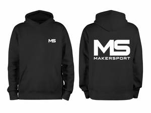 Sweat-shirt à capuche noir MS Makersport pour homme, en coton, décontracté, coupe classique, avec poche avant et logo imprimé, pour l'automne - Product Image 1