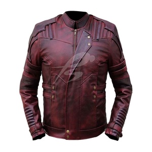 Chaqueta de Cuero Genuino para Hombre, Nueva, Elegante, Color Rojo Marrón Lavado, Corte Ajustado, Estilo Casual y Urbano, Impermeable, Reversible y Ecológica - Product Image 1