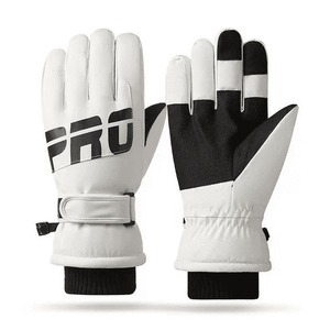 Guantes Térmicos de Algodón/Poliéster/Spandex, Largos hasta la Muñeca, Cierre a Prueba de Viento, Blancos Lisos, para Deportes de Invierno al Aire Libre, con Función Táctil - Product Image 1