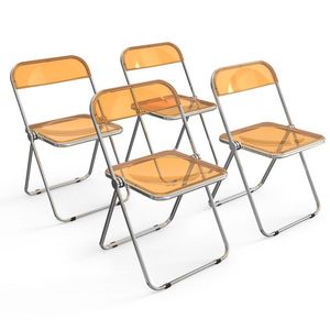 2 Sedie Pieghevoli Portatili in Plastica Trasparente Arancione per Campeggio, Spiaggia, Pesca - Logo OEM Disponibile - Product Image 2