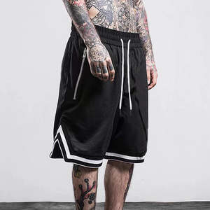Pantalones cortos de baloncesto con rayas blancas y bolsillos con cremallera, pantalones cortos de gimnasio, ropa deportiva, pantalones cortos atléticos - Product Image 2