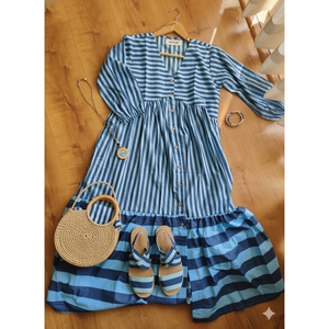 Vestido casual con corte evasé y rayas Skyline - Product Image 2