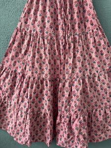 Handmade Cotton Block Print <b>Skirt</b> <b>Elastic</b> Waistline Breathable Traditional Summer Style Casual Nonwoven Weaving Method - Product Image 2