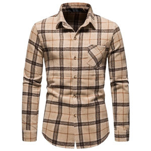 Camisa Casual de Manga Larga para Hombre, 100% Algodón, Franela Gruesa, Forro de Felpa, Transpirable, de Secado Rápido, para Invierno, Venta al Por Mayor - Product Image 3