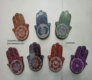 Soportes de incienso de siete chakras soportes de incienso de piedra blanda placa REDONDA DE LA India soportes de incienso de chakra de piedra blanda de la India - Product Image 1