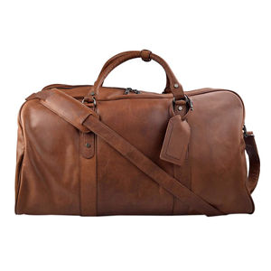 Sac de voyage week-end en cuir italien marron de luxe élégant et de qualité supérieure avec une grande capacité de rangement pour hommes et femmes - Product Image 4