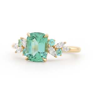 Women's Topaz Engagement Ring Radiant Cut Diamond Flower Design Prong Setting Romantic Gemstone Ring - Product Image 4