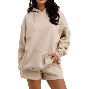<b>Top</b> Selling Women's Drop Shoulder Oversized Loungewear Lightweight Hoodie & Shorts Your Own Logo Sportswear Sets OEM ODM - Product Image 5