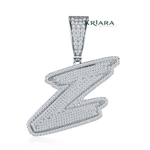 Colgante con Letra Z de Diamante Cultivado en Laboratorio, Plata 925 con Baño de Rodio, Estilo Hip Hop, Joyería Unisex para Fiestas - Product Image 2