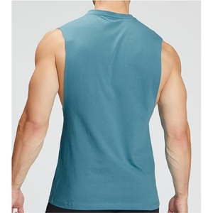 Sleeveless OEM Custom Gym Fitness Tank <b>Tops</b> for Men's Clothing <b>Plus</b> <b>Size</b> Cotton Breathable High Street Style Crewneck Tank <b>Tops</b> - Product Image 3
