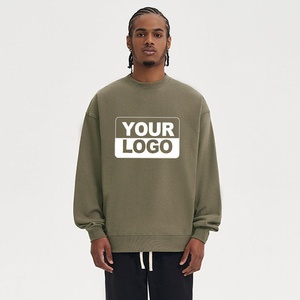 Oversized High Quality Heavyweight <b>Hip</b> Hop Cotton Fleece Men's Custom Logo Embroidered Print Crew Neck Sweatshirt - Product Image 6