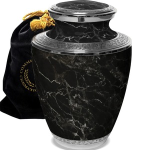 Vase décoratif classique en métal avec couvercle, pièce d'ornement pour la maison - Product Image 3